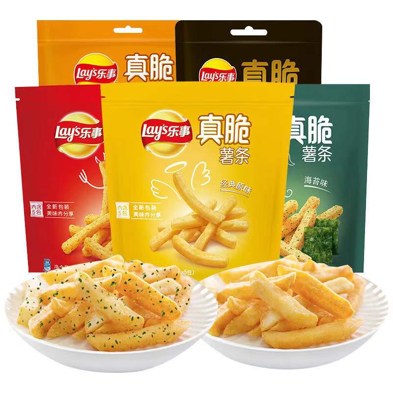 乐事薯条小包装乐视真脆薯条非乐 事薯片葡萄柚海苔芝士黄油味90g