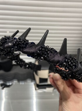 高级感珠珠发箍女波浪造型
