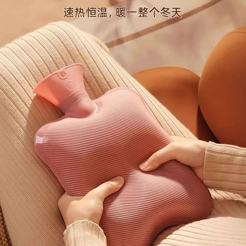 热水袋注水式加厚防爆毛绒布套暖水袋灌水暖手女暖被窝暖脚睡觉 - 图1