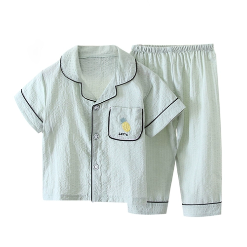 Детская хлопковая тонкая летняя пижама, детские нарукавники для мальчиков, комплект, короткий рукав