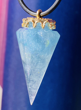 灵摆手工滴胶天然水晶女友海蓝宝