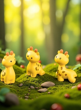 可爱卡通长颈鹿摆件造景小摆设