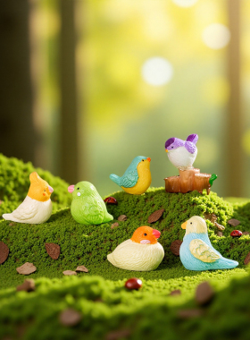 微景观创意可爱小鸟树脂摆件