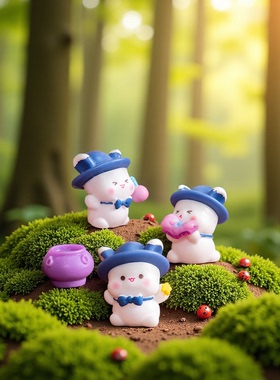 微景观创意可爱魔法师兔兔车载