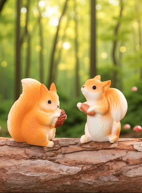 苔藓森林系微景观仿真小松鼠摆件