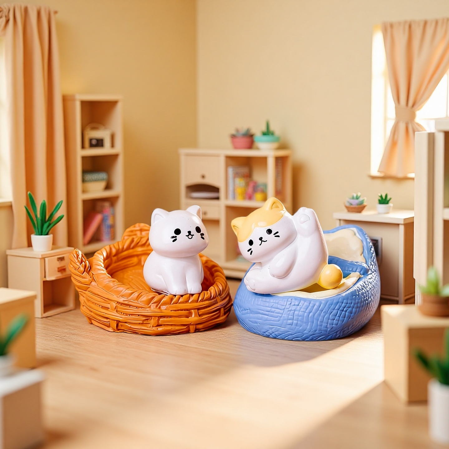 娃娃屋DIY装饰品可爱萌宠治愈系卡通小猫咪创意猫窝桌面小摆件,淘宝优惠券,粉丝福利购,淘宝优惠卷