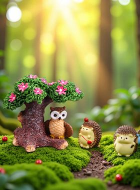苔藓植物木屋造景微景观装饰摆件