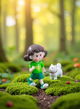 创意休闲牵狗迷你装饰摆件