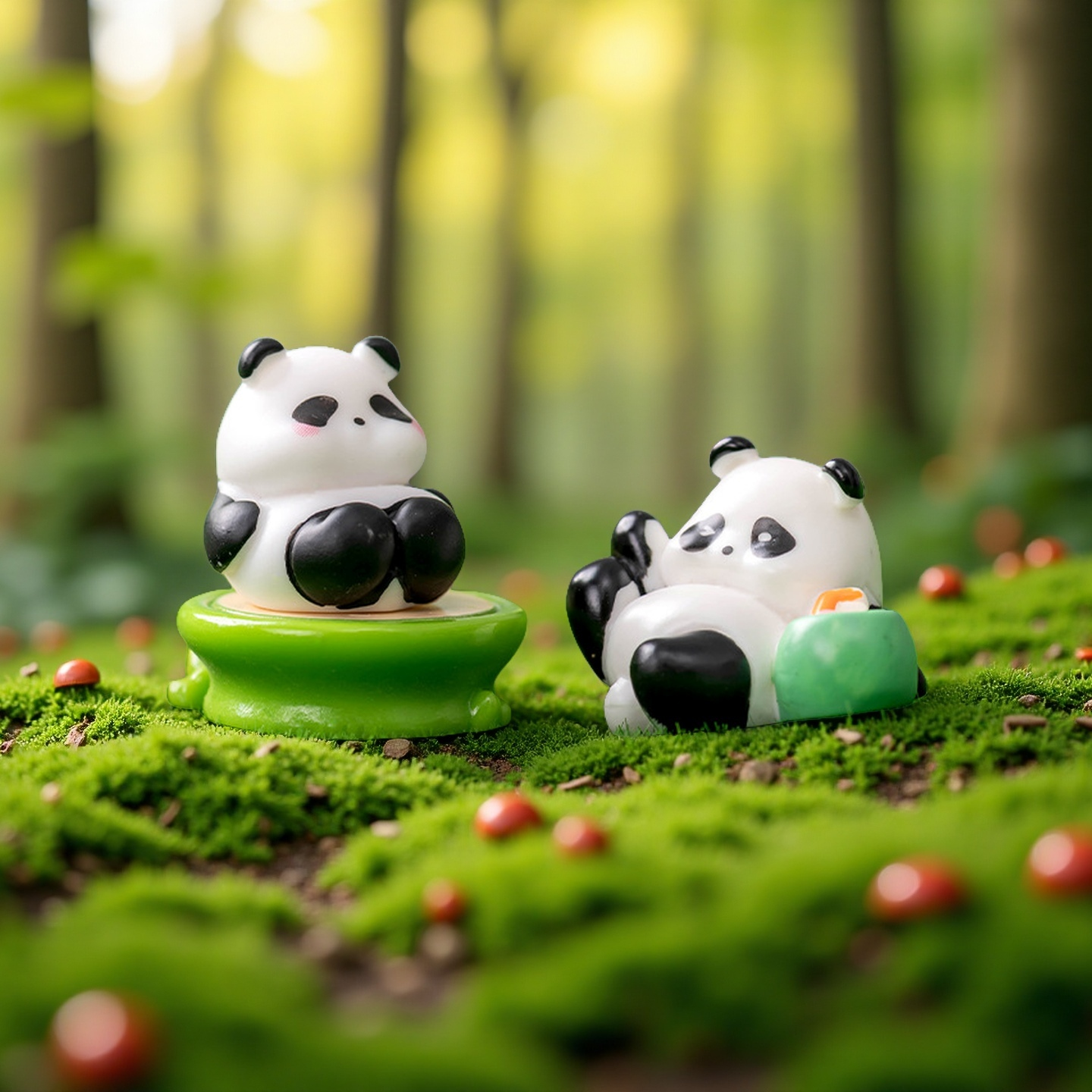 微景观创意田园小熊猫公仔桌面摆件春笋竹房子摆件DIY装饰品配件,淘宝优惠券,粉丝福利购,淘宝优惠卷