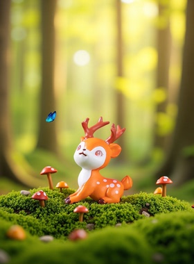 微景观梅花鹿小鹿公仔摆件