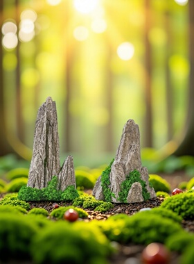 微景观创意仿真假山水瀑布装饰品