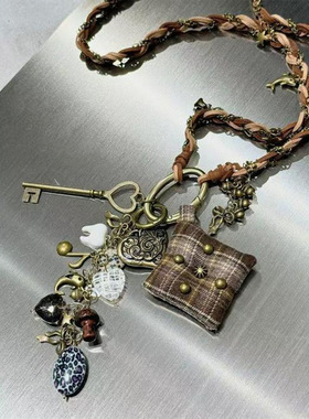 日系CoopKoop原创手工编织时尚百搭小众设计感朋克长款项链女