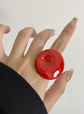 日系CoopKoop彩色不规则圆形滴釉珐琅戒指女轻奢小众高级感指环