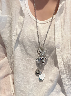 日系CoopKoop韩系y2k辣妹风个性银色海星贝壳吊坠项链女时尚夏日