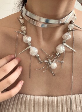 日系coopkoop异形蜘蛛朋克多层项链y2k亚文化女铆钉辣妹项圈