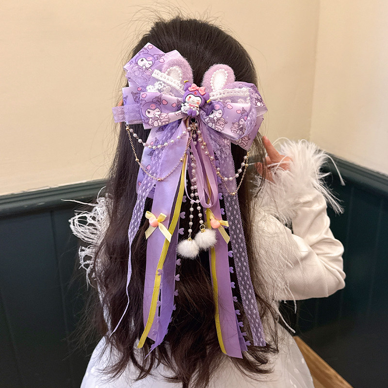 粉色蝴蝶结美乐蒂发夹女童库洛米长飘带洛丽塔公主头饰Lolita配饰,淘宝优惠券,粉丝福利购,淘宝优惠卷