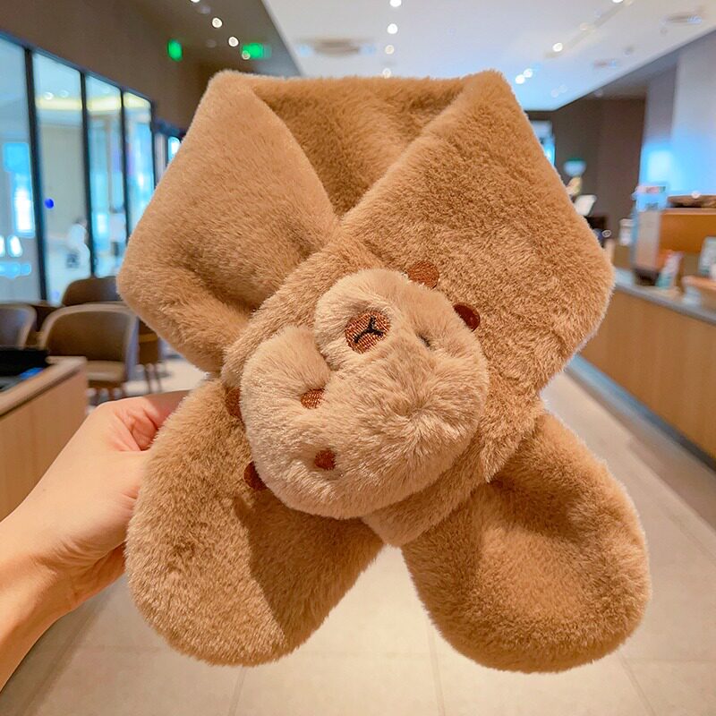 卡皮巴拉可爱儿童围巾2025新款女宝宝加厚保暖交叉式围脖防风脖套,淘宝优惠券,粉丝福利购,淘宝优惠卷