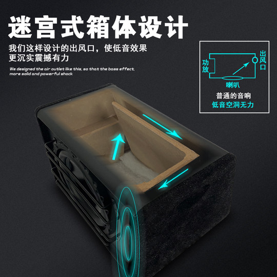 班拿 汽车低音炮10寸有源大功率12V改装车用重低音后备箱车载音响