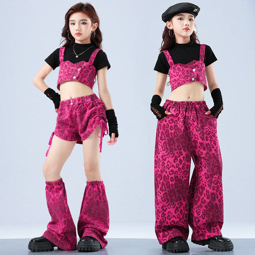 爵士舞服装女 童潮酷时髦儿 童走秀潮服少儿爵士演出服女团jazz套 - 图1
