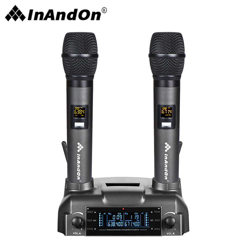 InAndOn音王磁感应自动充电无线麦克风话筒一拖二家用K歌商用舞台-图0