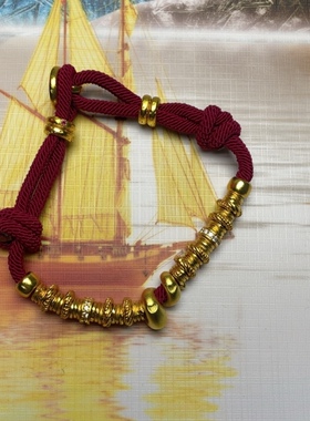 圈圈蛇手工编织手绳本命年红绳手链男女情侣款礼物