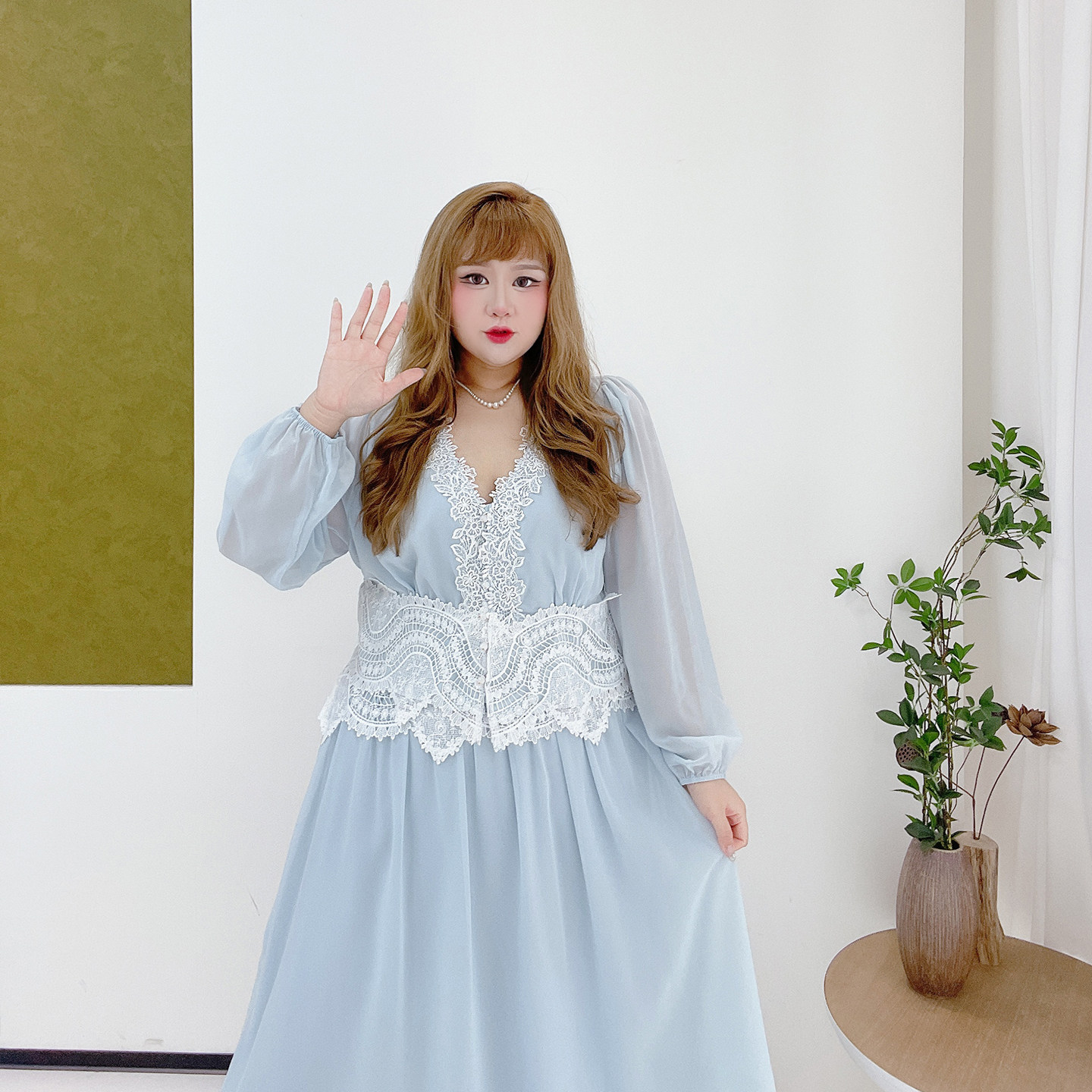 胖莹莹大码女装300斤甜美温柔精致高级感蕾丝V领小衫半身裙套装,淘宝优惠券,粉丝福利购,淘宝优惠卷