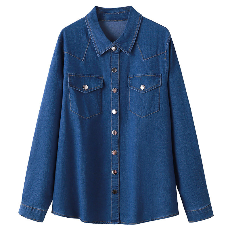 300斤胖莹莹特大码纯色简约百搭休闲时髦叠穿遮肉牛仔衬衫上衣,淘宝优惠券,粉丝福利购,淘宝优惠卷