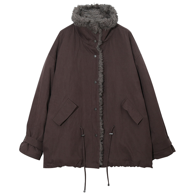 胖莹莹大码女装胖mm慵懒风加厚加肥抽绳宽松派克服毛毛冬季厚外套,淘宝优惠券,粉丝福利购,淘宝优惠卷