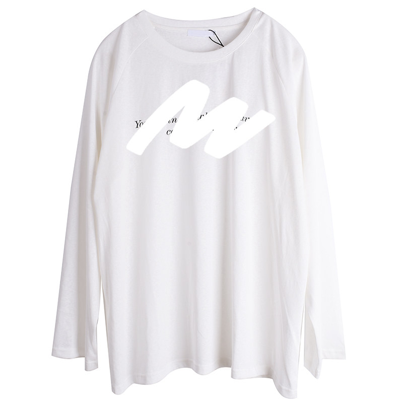 慵懒风宽松字母印花白色胖莹莹大码女装高街遮屁股T恤打底衫上衣,淘宝优惠券,粉丝福利购,淘宝优惠卷