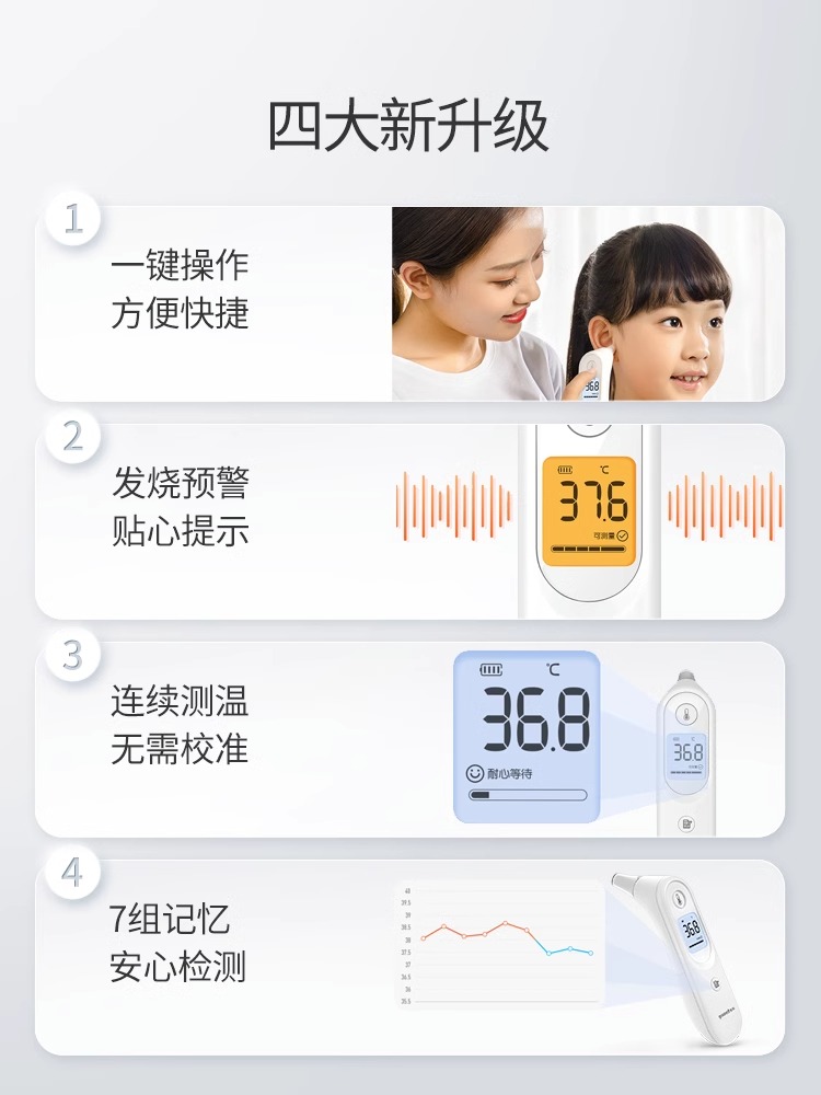 鱼跃耳温枪婴儿童电子体温计家用医专用精准手持式测温温度YHT101 - 图2