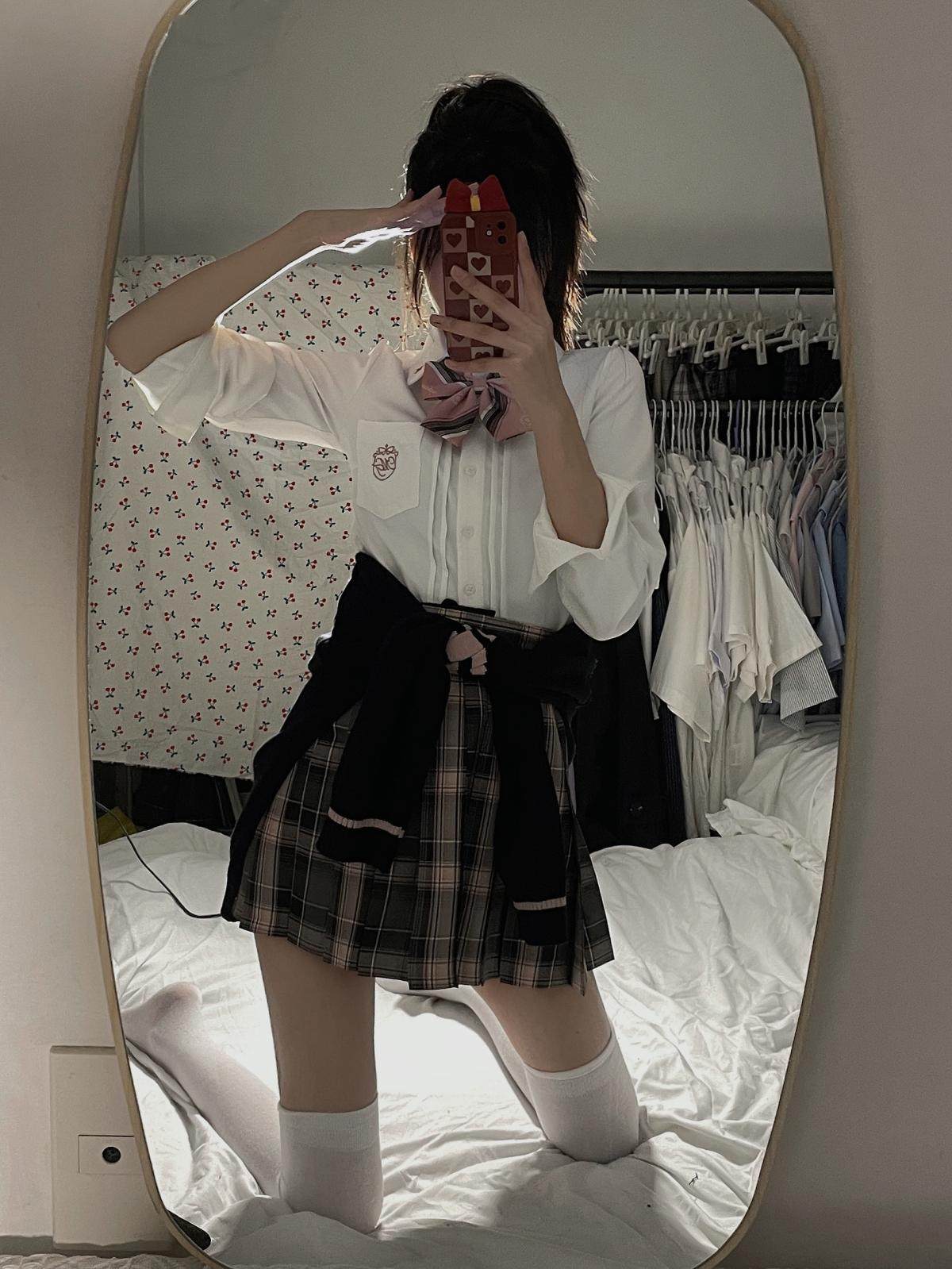 春日部【野川莓莓】原创白色衬衫风琴褶刺绣jk制服少女长短袖春夏,淘宝优惠券,粉丝福利购,淘宝优惠卷