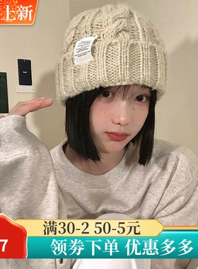 秋冬时尚针织帽女款韩版时尚麻花毛线帽保暖护耳多色可选休闲