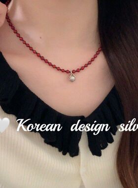 简约项链纯银S925韩国复古草莓