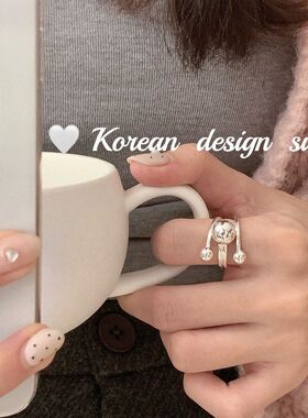 戒指交叉韩版珠女S925三球大小