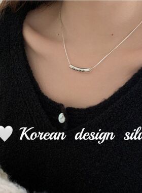 链女银饰品纯银字母高级锁骨圆管