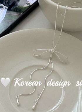 毛衣链小众蛇骨蝴蝶结调节项链