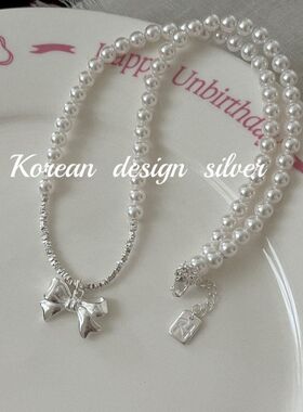 锁骨纯银几两碎银蝴蝶结S925韩国