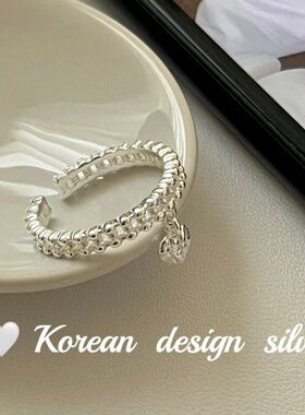 高级韩国S925珠珠设计感拼接爱心