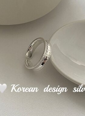 Ins戒指韩国亮片S925纯银亮拼接