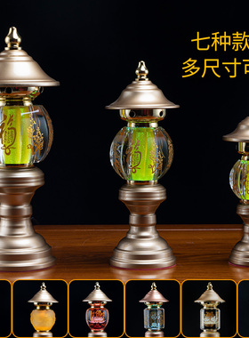 三漫陀led水晶七彩莲花波灯供佛灯六角佛字心经神社灯佛桌长明灯