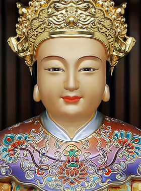 中式铜彩绘眼光奶奶摆件眼光娘娘明目元君圣母像家用客厅工艺装饰