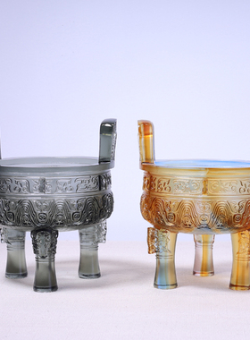 琉璃香炉圆纹尊炉焚香礼佛佛堂供奉桌面摆件客厅书房茶室供奉摆件