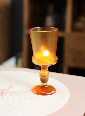 古法工艺琉璃烛台毓磬酥油灯座供佛灯盏室内家用佛堂装饰桌面摆件