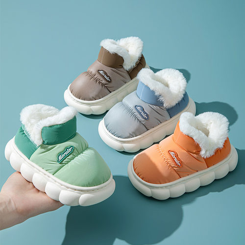 儿童包跟棉拖鞋冬季男童女童棉鞋中大童保暖加绒加厚防滑防水家居 - 图2