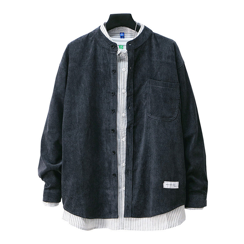 2020新款港风日系灯芯绒男长袖衬衫 叶奈尔衬衫