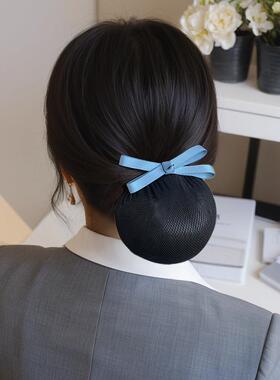 2025新款银行护士头花女职业发网网兜盘头发夹工作头花气质蝴蝶结