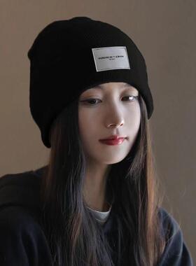 新款粉色防风保暖毛线帽女冬季时尚百搭针织加厚骑行显脸小帽子潮
