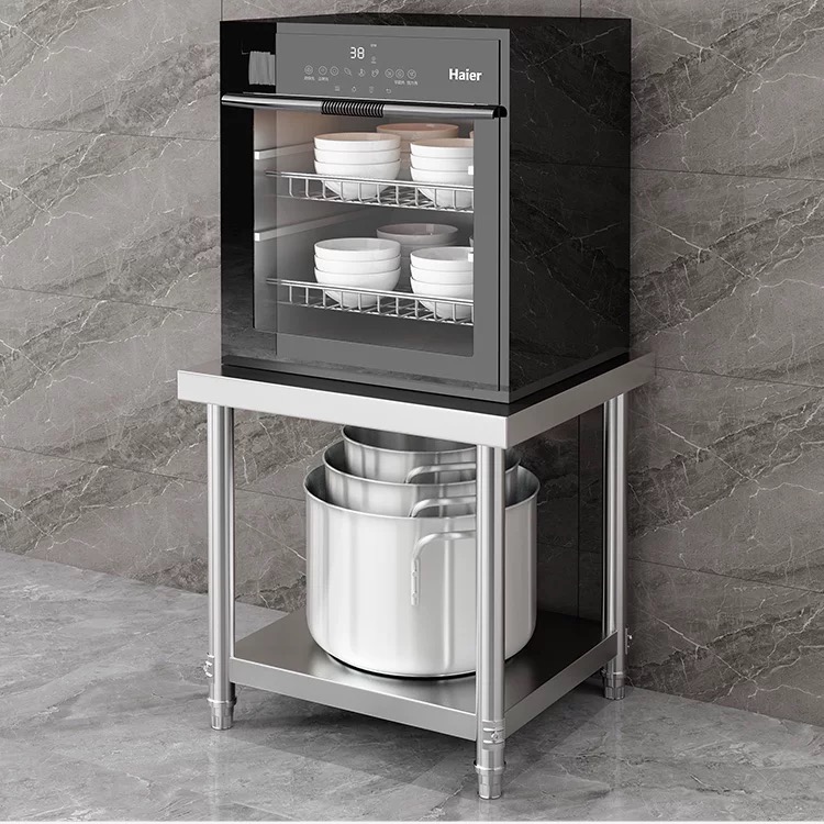 定制不锈钢置物架工作台厨房切菜台烤箱微波炉收纳汤桶不锈钢方桌 - 图1