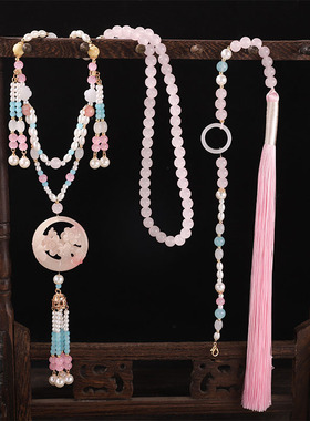 粉色璎珞项链马面复古项链