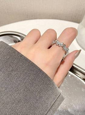 蝴蝶树叶戒指时尚百搭恶魔尾巴树叶叶子锆石开口可调戒指厂家